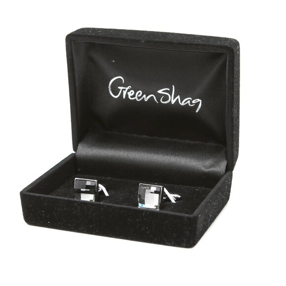 Swarovski Crystal Square Faceted Cufflinks Jewel Bling Silver Swan Stamped - Picture 11 of 11